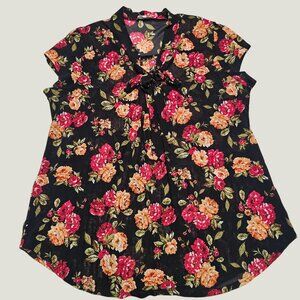 Siren Lily Womens Floral Short Sleeve Blouse Plus Size 3X